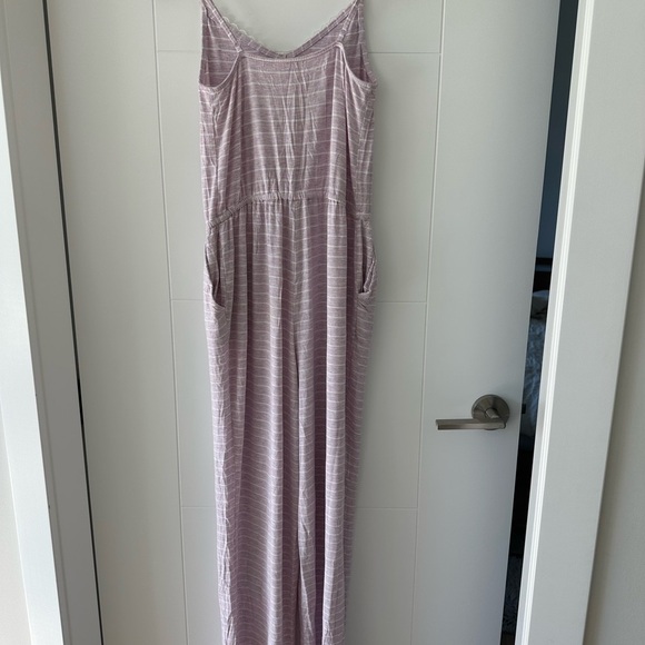 La Vie En Rose Pink Striped Lace Pajama Jumpsuit - Picture 6 of 7